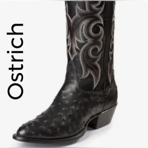 Larry Mahan Nocona Boots Exotic Black Ostrich Quill Cowboy