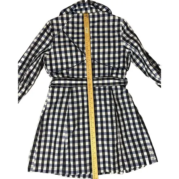 Laundry By Shelli Segal Blue/ Black Checkered ￼Double Breasted Trenchcoat ￼Small