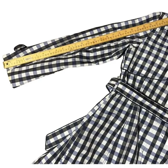 Laundry By Shelli Segal Blue/ Black Checkered ￼Double Breasted Trenchcoat ￼Small