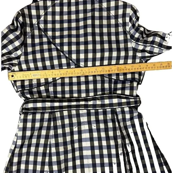 Laundry By Shelli Segal Blue/ Black Checkered ￼Double Breasted Trenchcoat ￼Small
