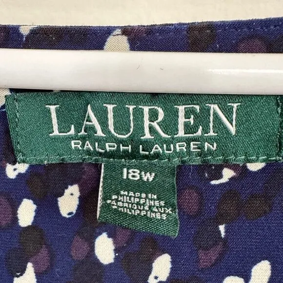 Lauren Ralph Lauren  Dress Knee Length Faux Wrap V-Neck Flutter Short Sleeve 18W