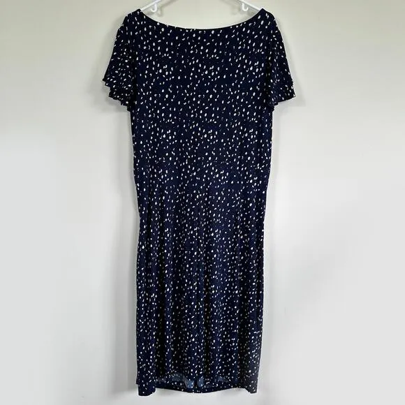 Lauren Ralph Lauren  Dress Knee Length Faux Wrap V-Neck Flutter Short Sleeve 18W