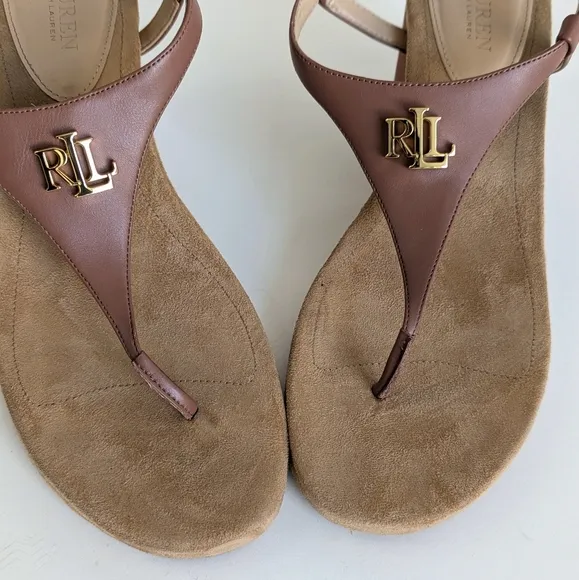 Lauren Ralph Lauren Jeannie Things Style Wedge Sandals Ankle Closure - sz 7
