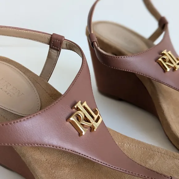 Lauren Ralph Lauren Jeannie Things Style Wedge Sandals Ankle Closure - sz 7