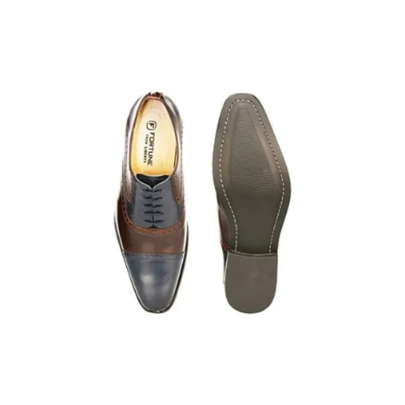 LIBERTYZENO Men's Navy/Tan Lace-Up Shoes