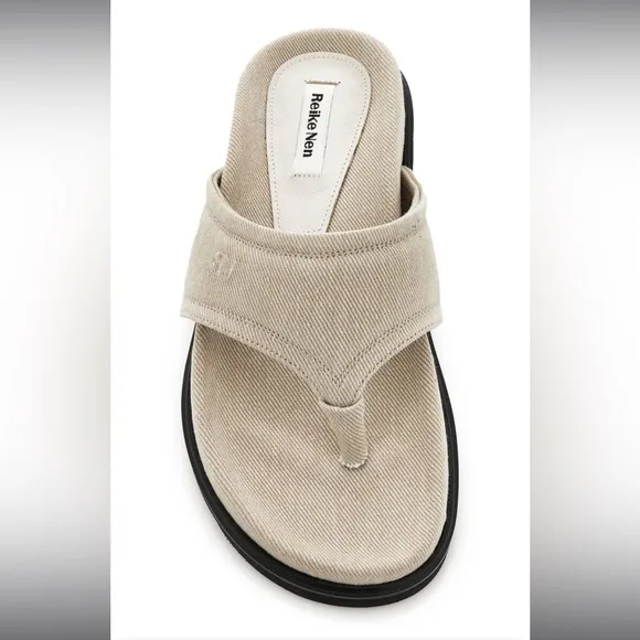 LIKE NEW Reike Nen Padded Denim Sandals Tan Flip Flops Neutral Size 39 US Size 9