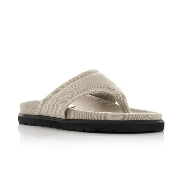 LIKE NEW Reike Nen Padded Denim Sandals Tan Flip Flops Neutral Size 39 US Size 9