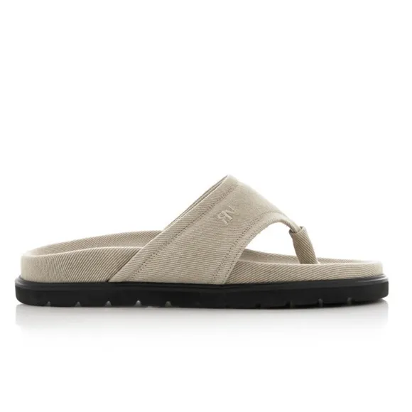 LIKE NEW Reike Nen Padded Denim Sandals Tan Flip Flops Neutral Size 39 US Size 9