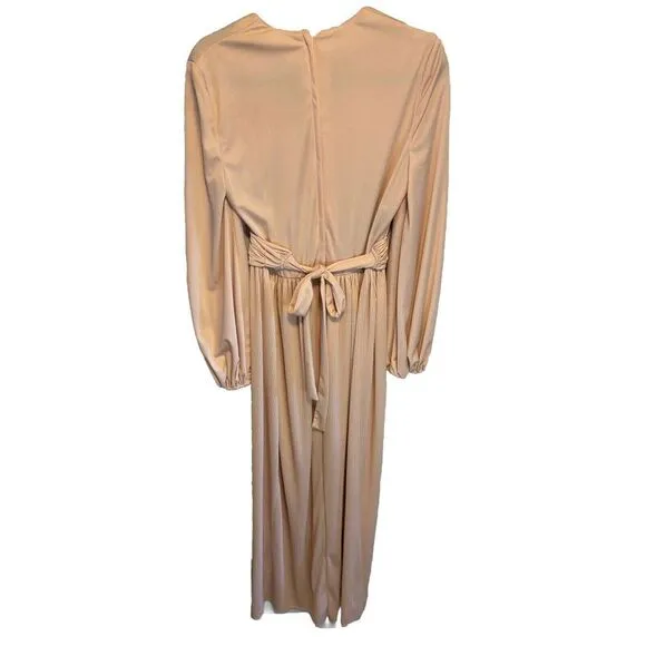 Lilli Diamond California Vntg Pink Empire Waist Maxi Dress Gown Sz M Flowy Gypsy