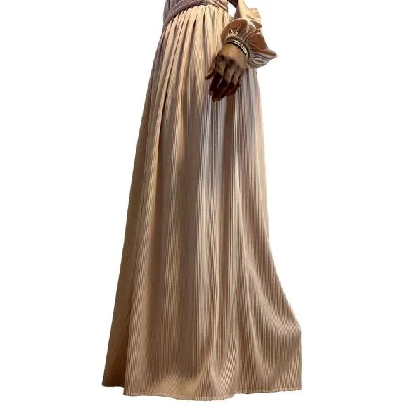 Lilli Diamond California Vntg Pink Empire Waist Maxi Dress Gown Sz M Flowy Gypsy