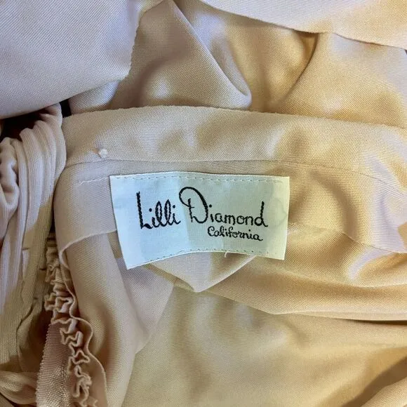 Lilli Diamond California Vntg Pink Empire Waist Maxi Dress Gown Sz M Flowy Gypsy