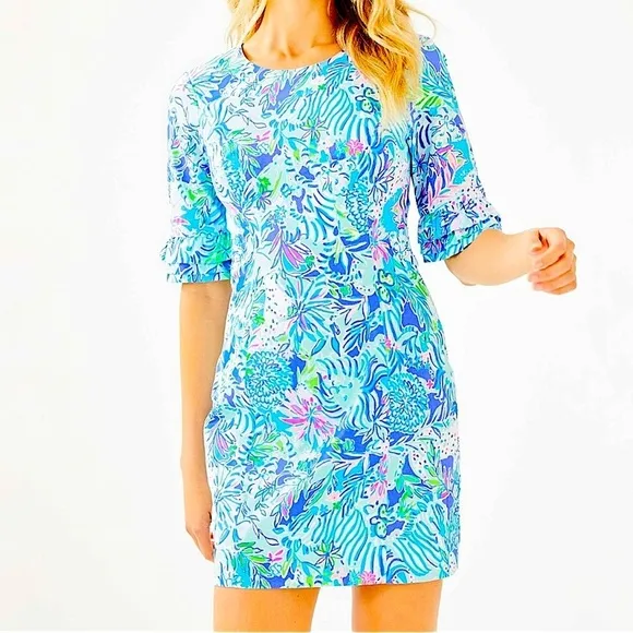 💙🩵Lilly Pulitzer Fiesta Stretch Dress Coastal Blue dress size 00