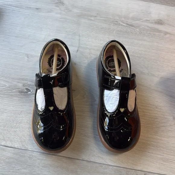 LIVIE &amp; Luca Amica Patent synthetic Leather Kids Shoes size 11 Black NWT in box