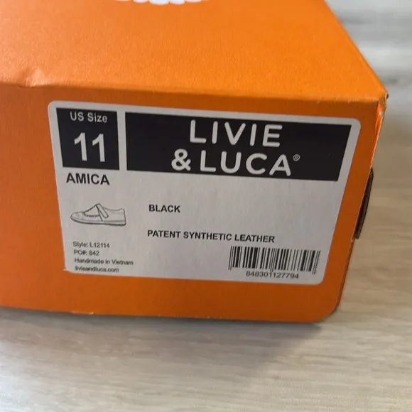 LIVIE &amp; Luca Amica Patent synthetic Leather Kids Shoes size 11 Black NWT in box
