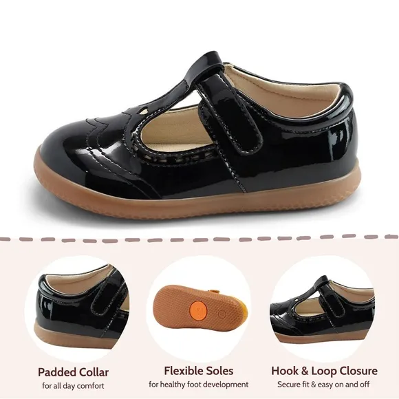 LIVIE &amp; Luca Amica Patent synthetic Leather Kids Shoes size 11 Black NWT in box