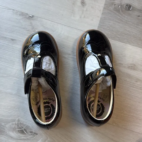 LIVIE &amp; Luca Amica Patent synthetic Leather Kids Shoes size 11 Black NWT in box