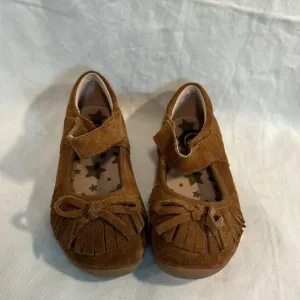 Livie And Luca Willow Flats Moccasin Mary Jane Camel Leather Shoes Girls size 8