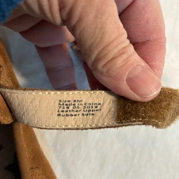 Livie And Luca Willow Flats Moccasin Mary Jane Camel Leather Shoes Girls size 8