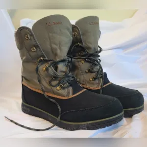 LL Bean Boots Mens 10. M Green Nylon Tek 2.5 Duck Waterproof Outdoor Rubber Sole