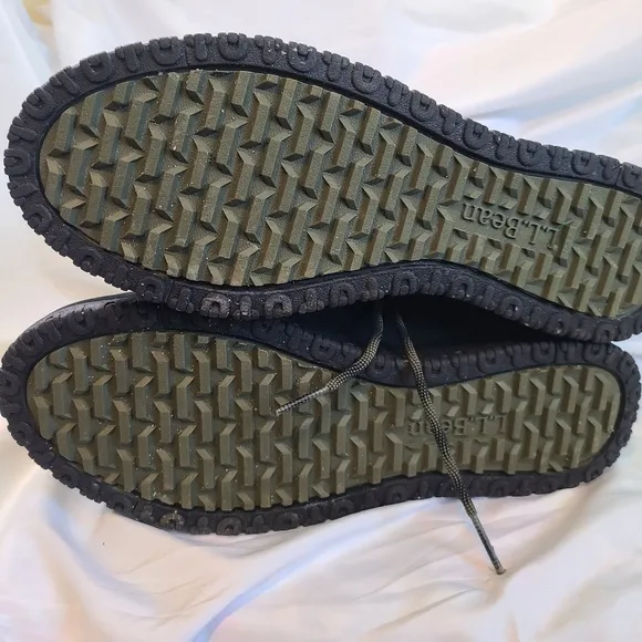 LL Bean Boots Mens 10. M Green Nylon Tek 2.5 Duck Waterproof Outdoor Rubber Sole