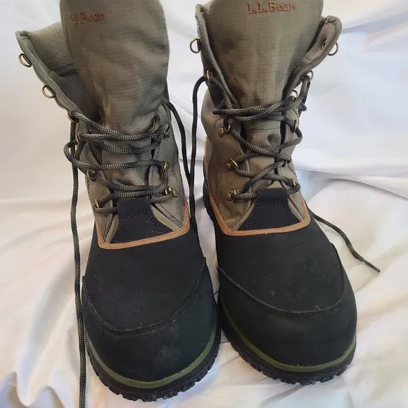 LL Bean Boots Mens 10. M Green Nylon Tek 2.5 Duck Waterproof Outdoor Rubber Sole