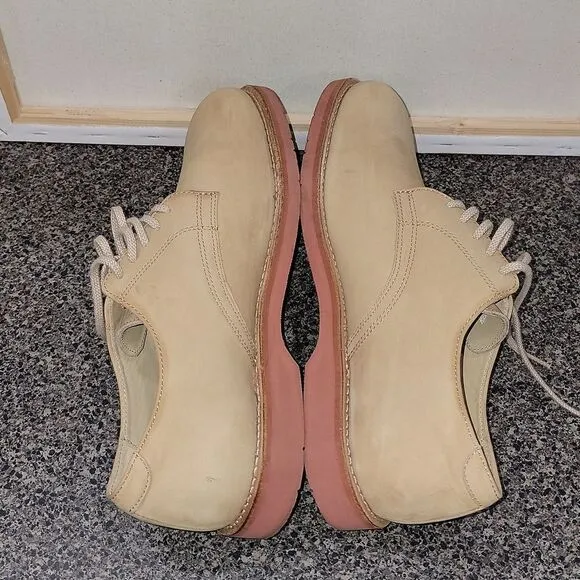 L.L. Bean Wheat Leather Oxford Shoes Vibram Sole Men's Size 12 M