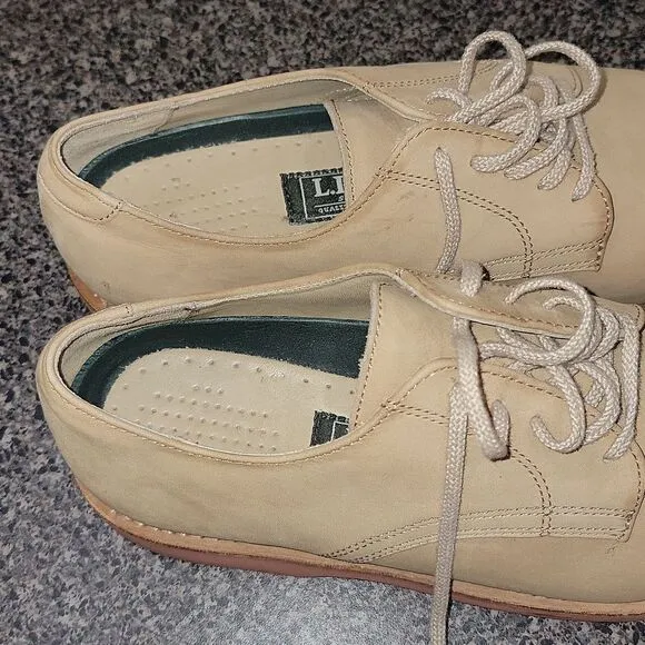 L.L. Bean Wheat Leather Oxford Shoes Vibram Sole Men's Size 12 M