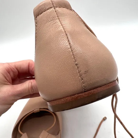 LOEFFLER RANDALL Ambra Shoes Women 9.5 Light Tan Strappy Lace Up Pointy Toe Flat
