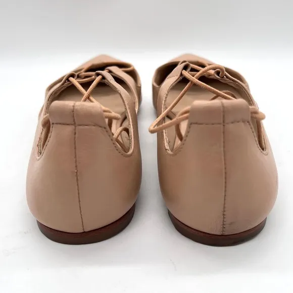 LOEFFLER RANDALL Ambra Shoes Women 9.5 Light Tan Strappy Lace Up Pointy Toe Flat