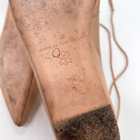 LOEFFLER RANDALL Ambra Shoes Women 9.5 Light Tan Strappy Lace Up Pointy Toe Flat