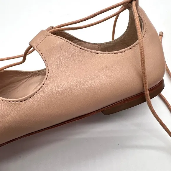 LOEFFLER RANDALL Ambra Shoes Women 9.5 Light Tan Strappy Lace Up Pointy Toe Flat