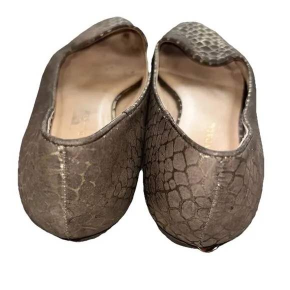 LOEFFLER RANDALL Women’s Flat Brown Gold Snake Pattern almond toe Sz 9