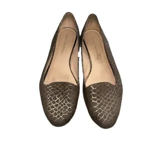 LOEFFLER RANDALL Women’s Flat Brown Gold Snake Pattern almond toe Sz 9