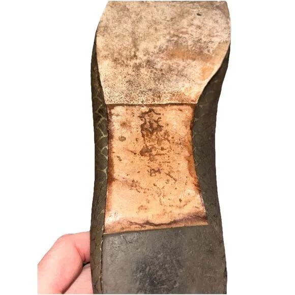 LOEFFLER RANDALL Women’s Flat Brown Gold Snake Pattern almond toe Sz 9