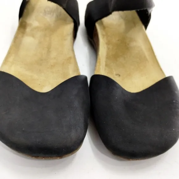 Loints of Holland Black Suede Mary Jane Flat Shoes