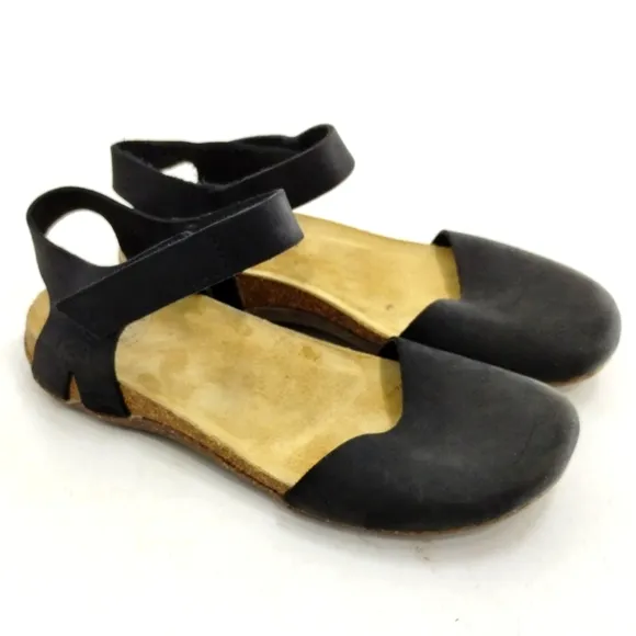 Loints of Holland Black Suede Mary Jane Flat Shoes