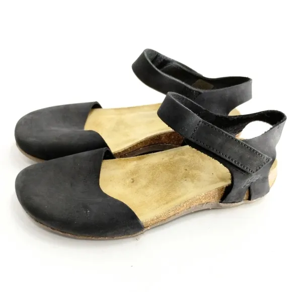 Loints of Holland Black Suede Mary Jane Flat Shoes