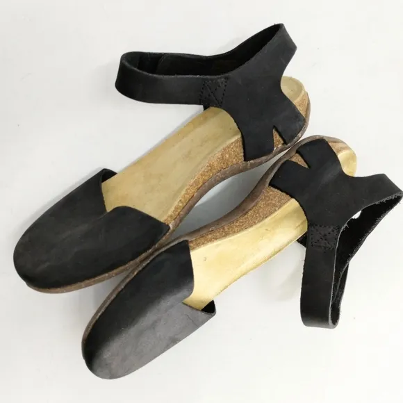 Loints of Holland Black Suede Mary Jane Flat Shoes