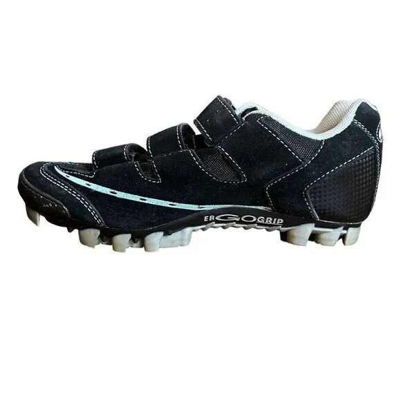 Louis Garneau Ergo Grip Cycling Biking Shoes Black &amp; Turquoise Size 39/8.5