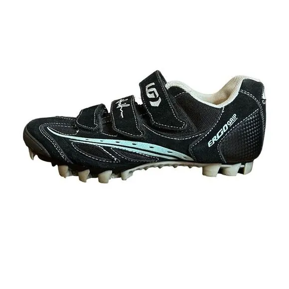 Louis Garneau Ergo Grip Cycling Biking Shoes Black &amp; Turquoise Size 39/8.5