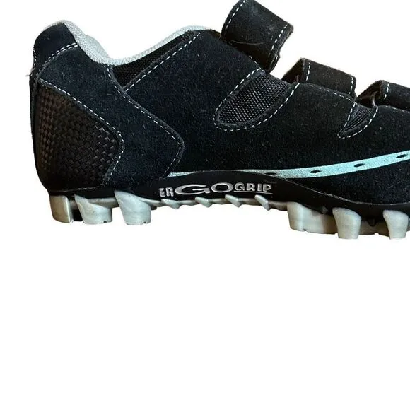 Louis Garneau Ergo Grip Cycling Biking Shoes Black &amp; Turquoise Size 39/8.5
