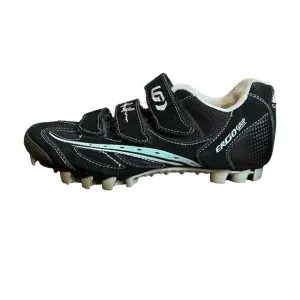 Louis Garneau Ergo Grip Cycling Biking Shoes Black &amp; Turquoise Size 39/8.5
