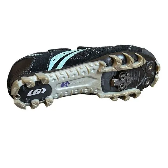 Louis Garneau Ergo Grip Cycling Biking Shoes Black &amp; Turquoise Size 39/8.5