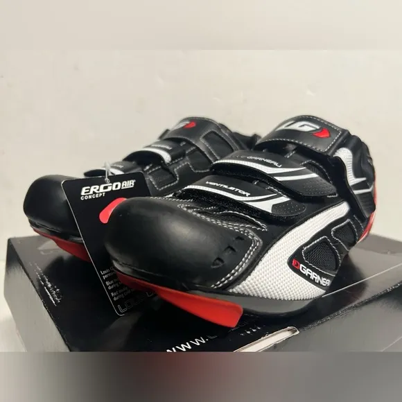 Louis Garneau Ventilator Cycling Shoes Black White Red Mens 9.5 US / 43 EU