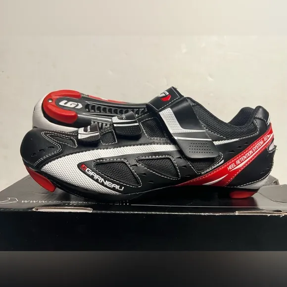 Louis Garneau Ventilator Cycling Shoes Black White Red Mens 9.5 US / 43 EU