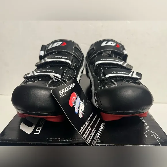Louis Garneau Ventilator Cycling Shoes Black White Red Mens 9.5 US / 43 EU