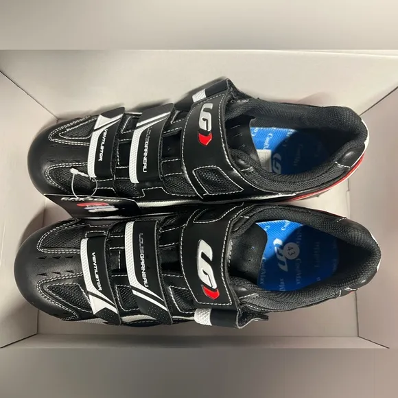 Louis Garneau Ventilator Cycling Shoes Black White Red Mens 9.5 US / 43 EU