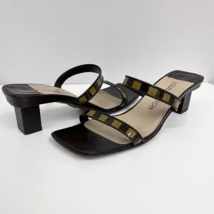 Louis Vuitton Strappy Shoes Dark Brown &amp; Tan Leather &amp; Plastic Size 37 Fits 36 6