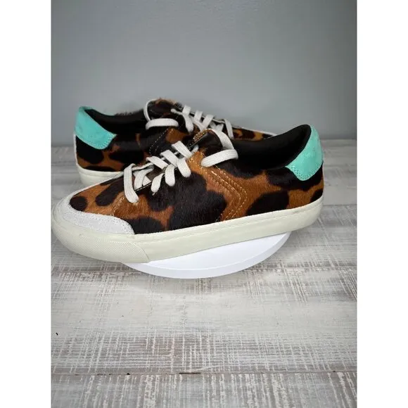 Louise Et Cie Lo-Baraz Leather Pony Hair Sneakers Brown &amp;amp; Teal  Size 6.5M