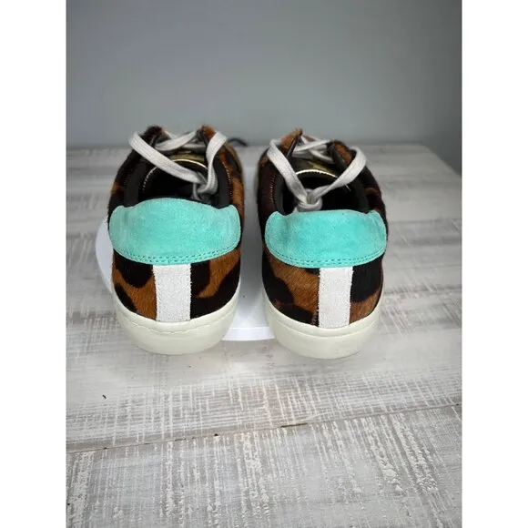 Louise Et Cie Lo-Baraz Leather Pony Hair Sneakers Brown &amp;amp; Teal  Size 6.5M